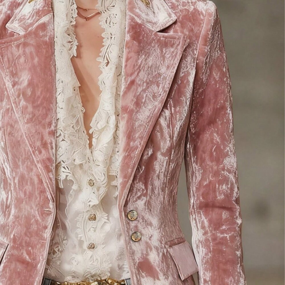 Elegant Pink Women's Single-Breasted Blazer Jacket - Picture 5 of 5